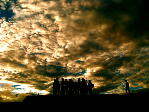 Chinesiche Reisegruppe auf dem Sigiriya Felsen