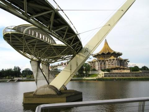 Darul Hana Bridge and Sarawak parlament in Kuching